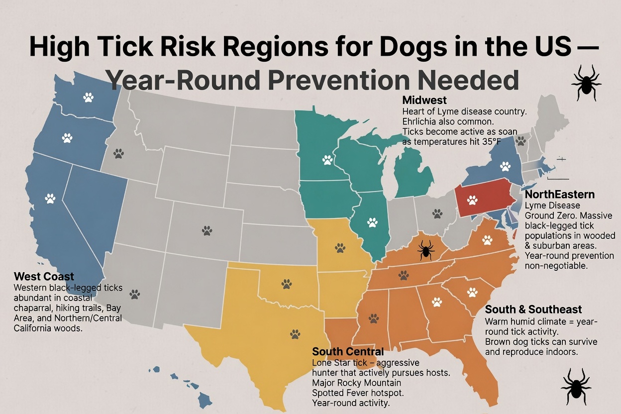 map highest tick risk states dogs united states 2026
