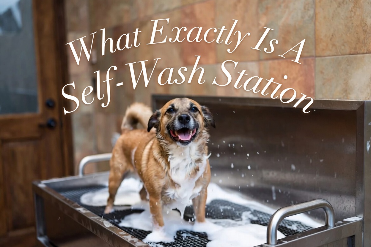 dog enjoying self service dog wash station