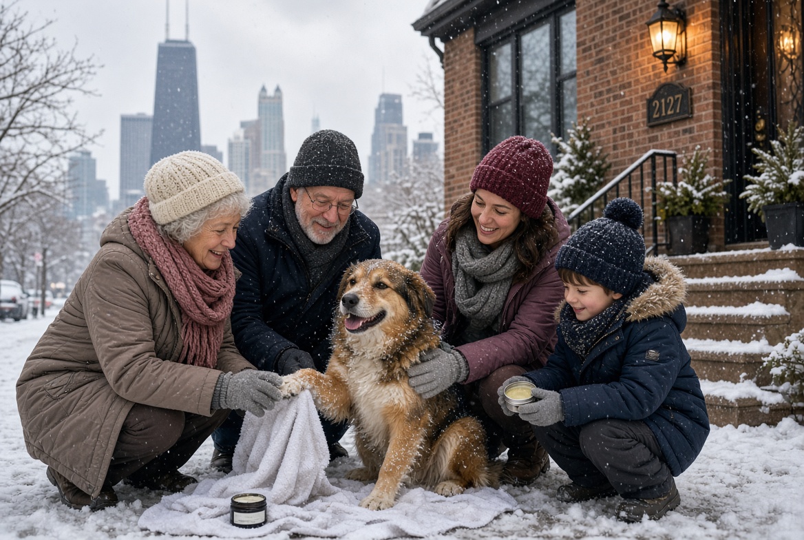 chicago winter dog grooming paw care salt