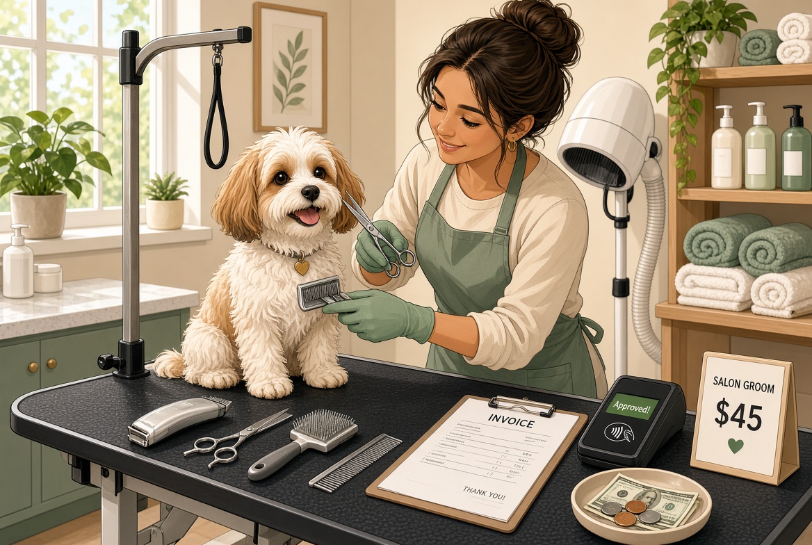 professional dog grooming salon full service price