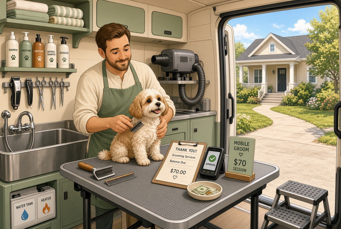 professional mobile dog grooming salon full service price