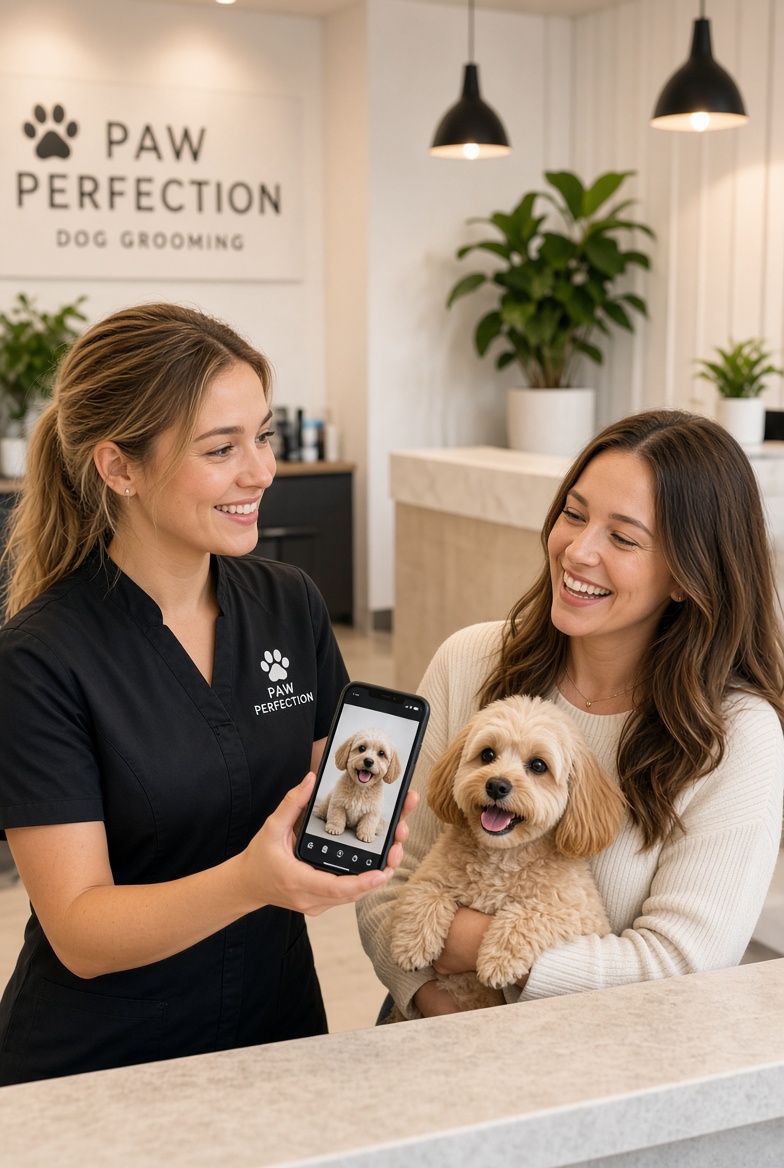 asking for google review dog groomer pickup