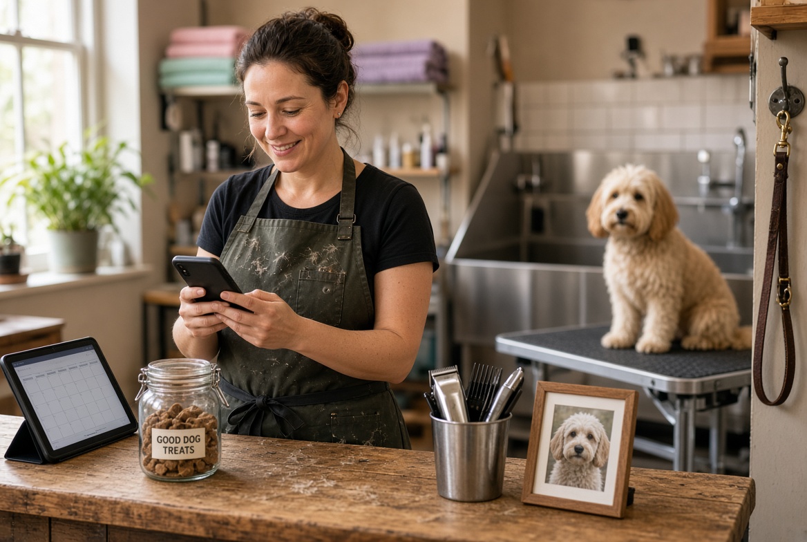 dog groomer responding to reviews google five star rating